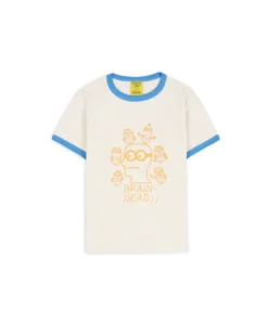 BRAIN DEAD X MINIONS KIDS SHORT SLEEVE RINGER T-SHIRT - NATURAL