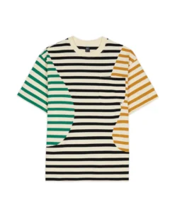 ORGANIC PANELED STRIPE SHORT SLEEVE T-SHIRT - CREAM MULTI