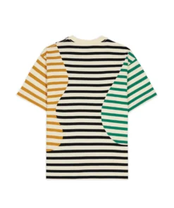 ORGANIC PANELED STRIPE SHORT SLEEVE T-SHIRT - CREAM MULTI